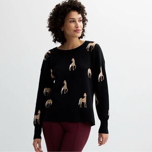 Catherine Malandrino Black Sweater with Horse Design